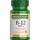Vitamin B12 by Nature's Bounty, Vitamin Supplement, Supports Energy Metabolism and Nervous System Health, 1000mcg, 100 Tablets