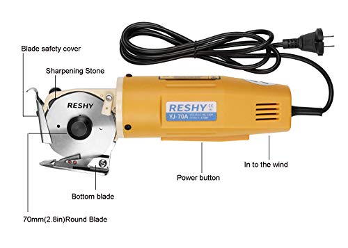 image for RESHY Electric Rotary Fabric Cutter with 70mm Rotary Blade Hand-Held F