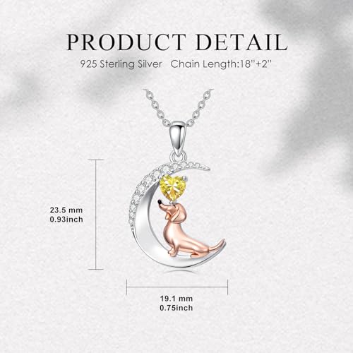 Image of PROESS Animal Birthstone Necklace 925 Sterling Silver Otter /Axolotl /Hippo /Elephant /Dachshund /Monkey /Red Panda Pendant Necklace Animal Birthstone Jewelry Gifts for Women
