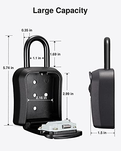 Image of Puroma Key Lock Box, Portable Combination Lockbox Wall-Mounted Storage for House Keys, Resettable Code Safe Security Lock Box for Home, Office, Apartment Spare Key Storage (4 Pack, Pure Black)