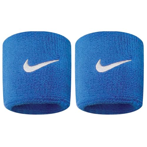 NIKE Premier Swoosh Singlewide Wristbands -Soft Moisture-Wicking (1 Pair 2.5 Wide) (Royal/White)