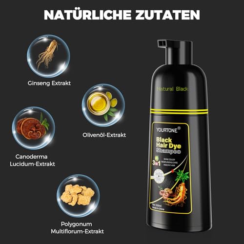 Black Hair Dye Shampoo, Haarfarbe Schwarz Haarfarbeshampoo – Ansicht 3
