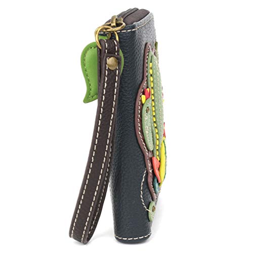 Image of CHALA Zip Around Wallet, Wristlet, 8 Credit Card Slots, Sturdy Pu Leather - Cactus - Navy