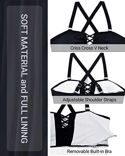 Yonique Women Black Plus Size One Piece Swimsuits Tummy Control Bathing Suits Vintage Swimwear 20Plus #TOP5