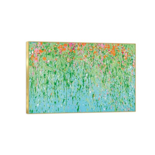 Tableau sur Toile Fleur de Pêcher 30x45cm Impression avec Cadre Doré