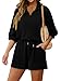 KISSMODA Two Piece Sets for Women Sweatsuit Casual Tracksuits Long Sleeve Half Zip Tops and Shorts 2025 Lounge Outfits Black Large