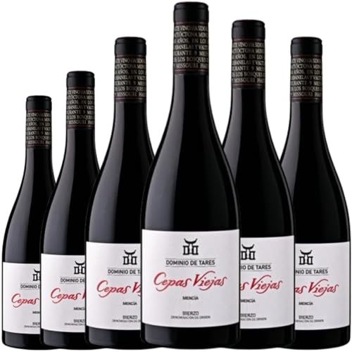 Dominio de Tares Cepas Viejas Vino Tinto con Crianza de Mencía, intensidad aromática y elegancia, ideal para platos de cuchara, carnes y quesos curados| 6 botellas
