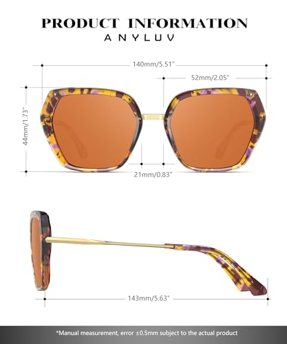Image of ANYLUV Womens Sunglasses Polarized Sunglasses for Women, Trendy Woman Polarized Ultraviolet Protection Travel