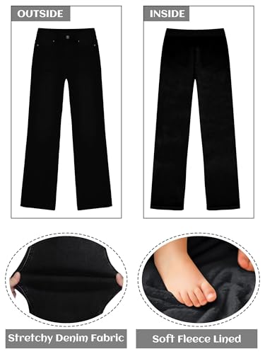 KDF Fleece Lined Jeans Women High Waisted Wide Leg Baggy Jeans for Women Winter Lined Jean Pants - Image 4