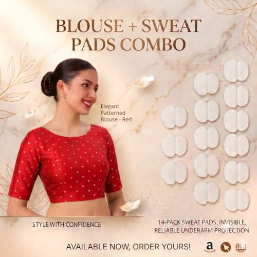 Image of Studio Shringaar Women Cotton Silk Silky Brocade Readymade Elbow Length Sleeves Saree Blouse Choli