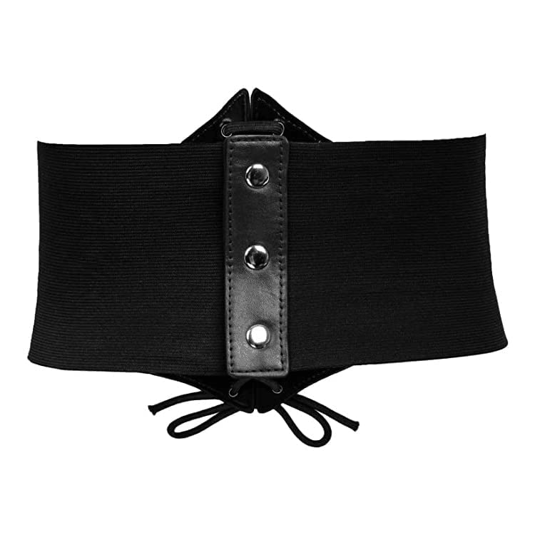 Black Lace-up Cinch Belt Tied Corset Elastic Waist Belt for Women Girls3