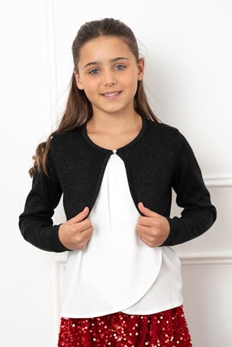 Image of BOLEROSE Girls Long Sleeve Sparkle Cardigan Childrens Kids Bolero Shrug