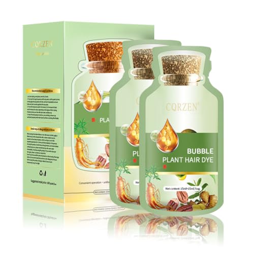 YG LianKai Natural Plant Hair Dye New Botanical Bubble Hair Dye 20ml 10Packs/Box Pure Plant Extract for Grey Hair Color Bubble Dye Color Conditioner Shampoo (Natural Black)