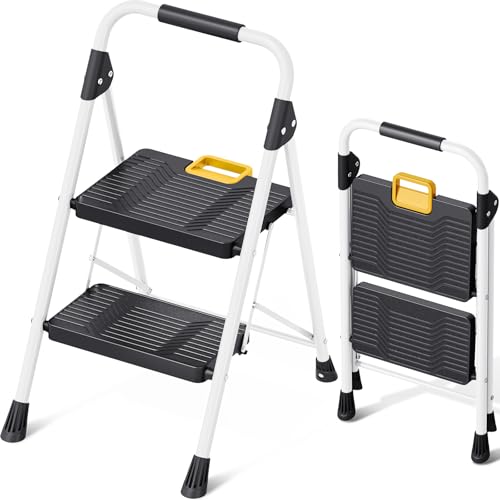 KINGRACK 2 Step Folding Ladder, 800lbs Capacity Step Stool with Safety Lock, Non-Skid Wide Pedals,...