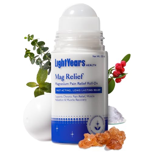 Image of LightYears Mag Relief Pain-Relief Roll-On | Topical Magnesium | Helps Support Instant Relief for Back, Knee, Neck, Joint & Muscle Pain | Cooling Non-Greasy Formula | Easy Application (50 ml)