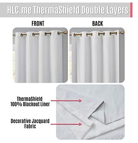 Hlc.me Camden 100% Blackout Winter Heat/Cold 2 Layer Thermal Insulated Energy Efficient & Soundproof Heavy Long Window Curtain Grommet Panels For Living Room & Bedroom, Set Of 2 (50 W X 108 L, White) #TOP3