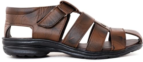 Image of Men's Fashion Synthetic Leather Casual Sandal (BROWN SANDAL4)