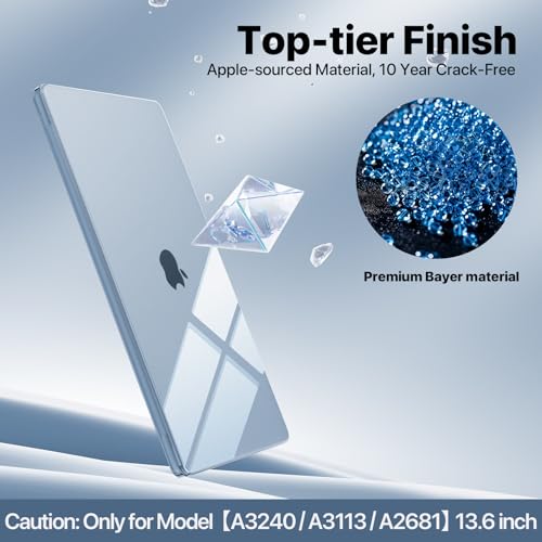 Image of Soonjet Compatible with MacBook Air 13 inch Case, Crystal Clear Shell, Fits 2022-2026 M5 /M4 /M3 /M2 A3449 A3240 A3113 A2681, Color-Matched Transparent Design for All MacBook Air 13.6 inch