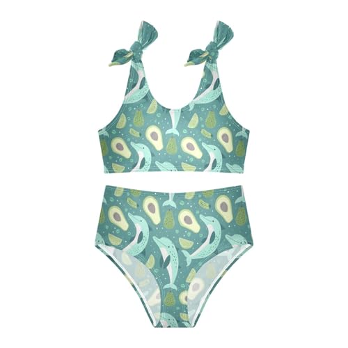Dolphin Avocado Girls Two Piece Tankini Swimsuits Summer Bathing Suit Beach Swimwear Set4