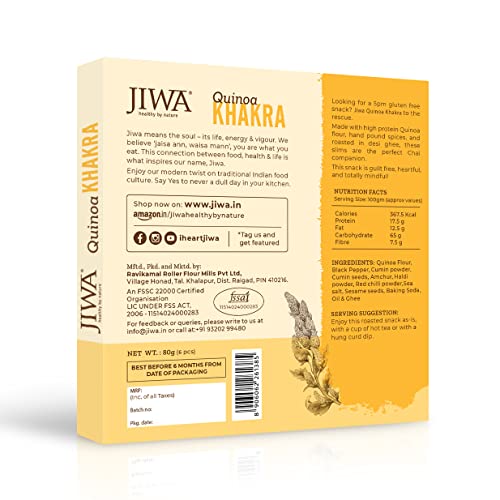 Image of JIWA healthy by nature Organic Quinoa, 500 g, (Certified Organic & Gluten Free) & Quinoa Khakra (6pc), 80g