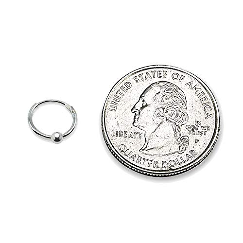Sterling Silver Ball Bead Small Endless 10mm Thin Round Unisex Hoop Earrings for Men Women Set of 2 Pairs4
