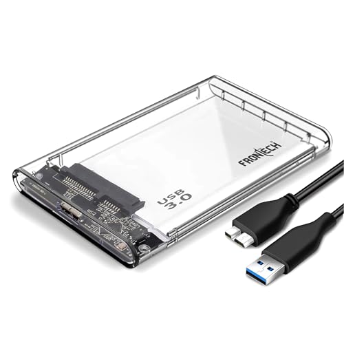 Frontech 2.5 Inch SATA SSD/HDD Enclosure with Transparent Case, USB 3.0, High-Speed Data Transfer, Tool-Free Installation, Supports Up to 6TB (NC-0034)