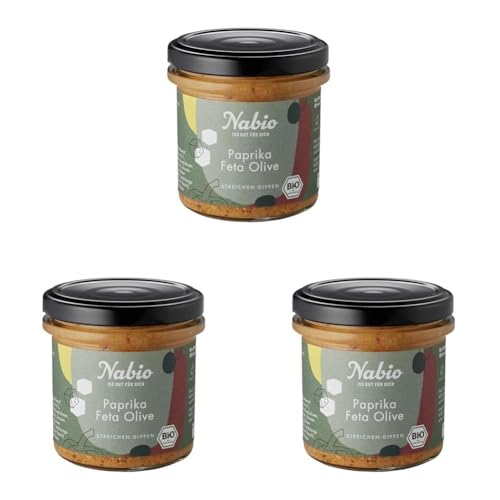 Nabio Bio Brotaufstrich Paprika-Feta & Olive, 135 g (Packung mit 3)