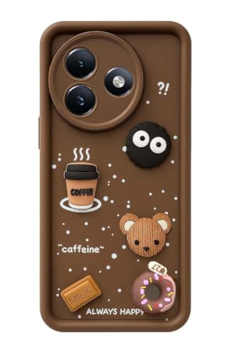 Image of Bintage Cute Fun Ball | Taddy Cartoon 3D Smiley Coffee Cup | Milk Donut | Full Protection Rubber Back Cover Compatible for itel S667LN / itel S24 - Brown