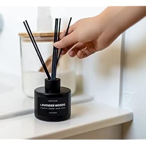 Craft & Kin Lavender Reed Diffuser | All Natural Essential Oil & Rattan Scent Sticks | Reed Diffusers for Home, Bathroom | Long Lasting Home Fragrance in Green Glass, 3.4oz Craft Kin Lavender Reed Diffuser All Natural Essential Oil Rattan Scent Sticks Reed Diffusers for Home Bathroom Long Lasting Home Fragrance in Green Glass 34oz