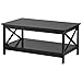 Tubiaz Stolik kawowy, drewniany, stolik pomocniczy, stolik do salonu, z regałem, oszczędność miejsca, nowoczesny, do salonu, sypialni, biura, 100 x 60 x 47 cm, czarny