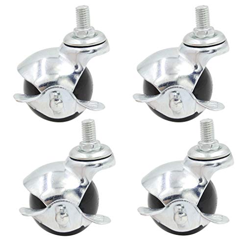 Roulettes 50 mm pivotantes M10 avec frein en zinc pour meubles lot de 4