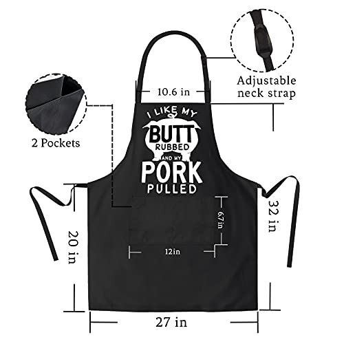 2-Pack Funny Balck Waterproof Aprons For Men Women With Pockets - Grilling Gifts For Dad, Husband, Fathers, Son, Boyfriend - Kitchen Bbq Chef Cooking Apron #TOP3