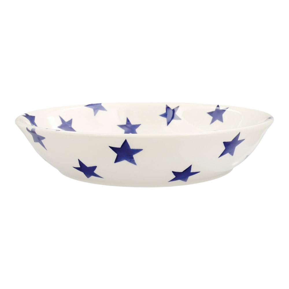 Emma Bridgewater |  Blue Star Medium Pasta Bowl - Unique Handmade & Hand Decorated English Earthenware Decorative Plates