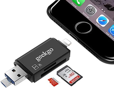 SD Card Reader,Micro SD USB Memory Card Reader Adapter Viewer for iPhone iPad Android Mac - Support Micro USB OTG 3 in 1 (Black)