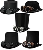 I LOVE FANCY DRESS LTD STEAMPUNK VIKTORIANISCH SCHWARZE ZYLINDER AUS FILZ MIT SCHWARZER BRILLE - PERFEKTES STEAMPUNK KOSTÜM ZUBEHÖR