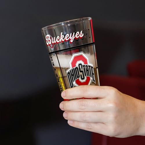 Image of Logo Brands NCAA oz Stained Glass Pint Glass - 3D Embossed Logo & Bold Team Colors - Durable Sports Fan Beer Glass for Home, Bar & Tailgates