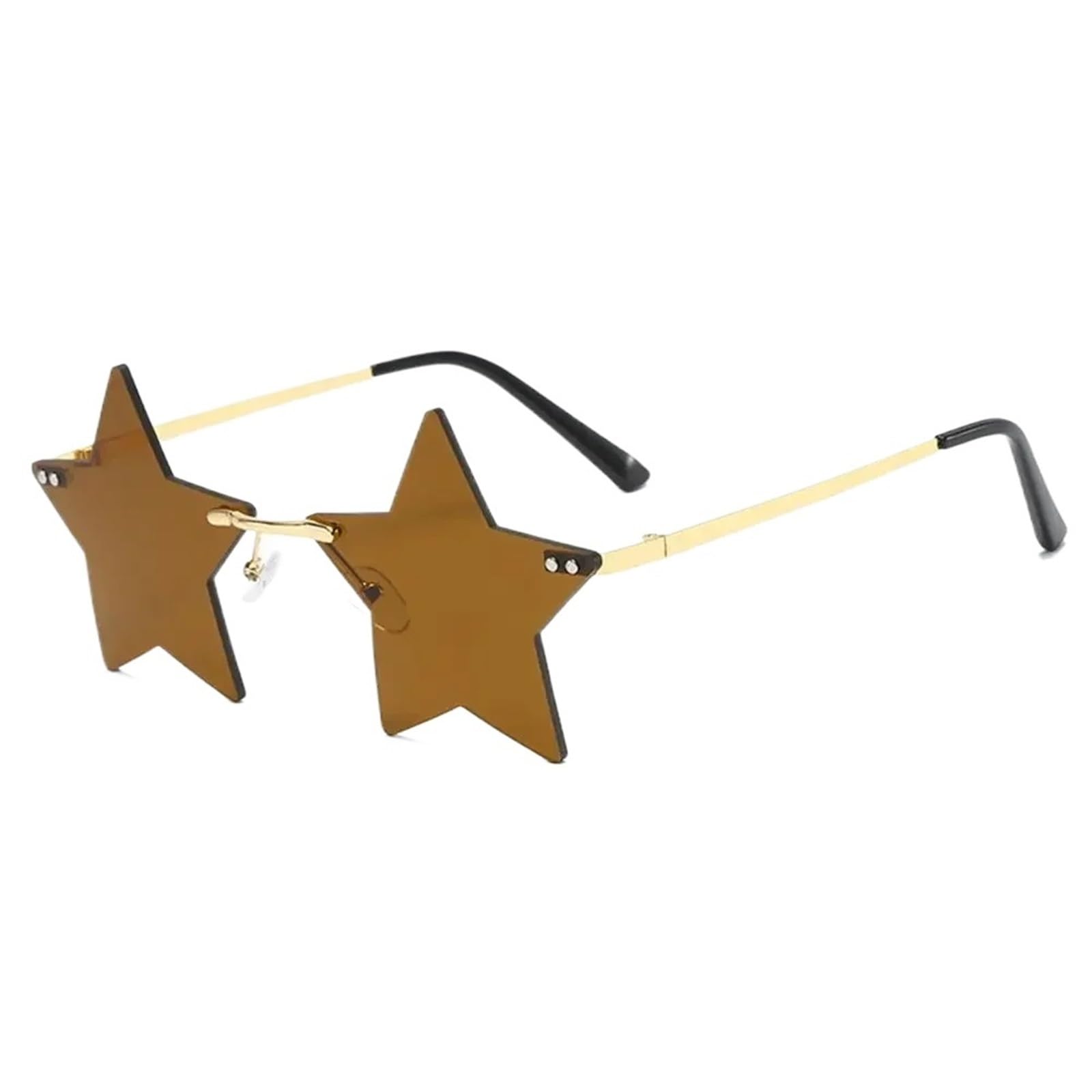 20pcs Star Shape Sun Glasses Funny Pentagram Eyewear Eyeglasses Christmas Decoration Party Rimless Sunglasses For Night Out Party(Brown)