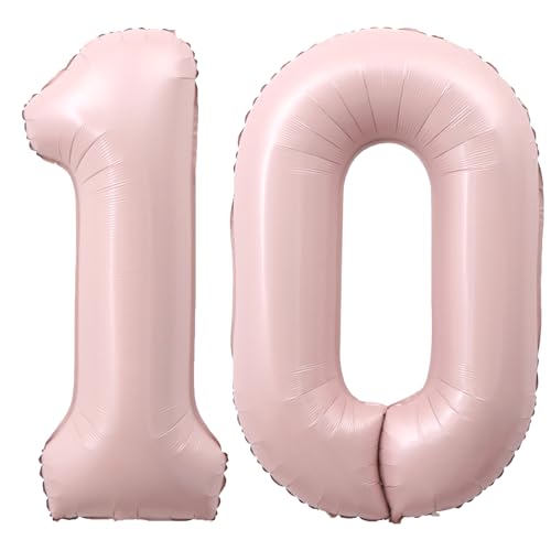 Image of 40 Inch Light Pink Number 10 Balloon 0-9 10th Foil Big Giant | Digital for Birthday Anniversary Graduation Decorations