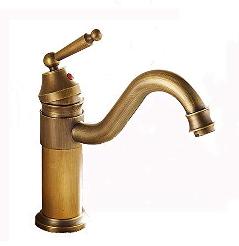 Mitigeur lavabo antique en cuivre surélevé pour vasque rétro