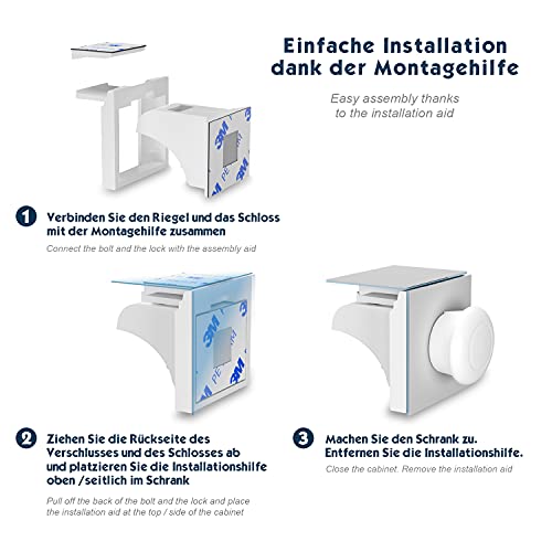 Hoffenbach magnetische Kindersicherung mit Montagehilfe 12+3 | Schranksicherung 3M zum kleben | Schubladensicherung unsichtbar | für Baby und Kinder – Bild 6