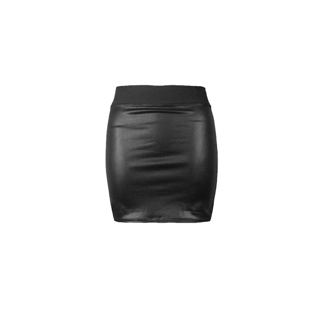 Metluq M0d4 Women's Black High Waist Wet Look Mini Panel Pvc Casual Party Elastic Band Skirt (, Uk 16-18 Xl)