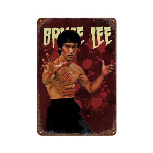KSOXDAITIP Póster de Bruce Lee para decoración de pared, póster de metal moderno para decoración del hogar, bar, tienda, letrero vintage, regalo de 11.8 x 7.9 pulgadas