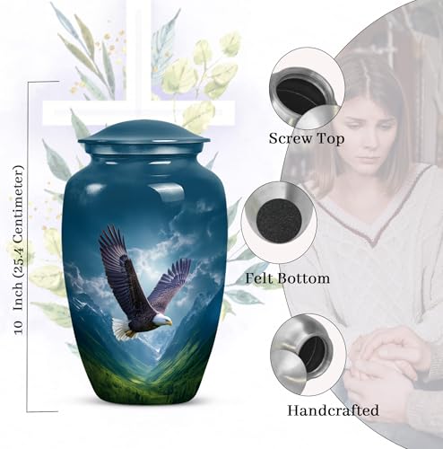 Image of Eagle Urns for Human Ashes Adult Male, Blue Cremation Urns for Human Ashes Adult Man, Burial Urn for Women & Men, Large Urn for Ash Female (10 Inch, 200 Cubic Inches)
