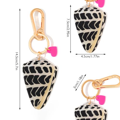 Personalized Hebrew Cone Shell Keychain - Textile Cone Shell Bag Charm