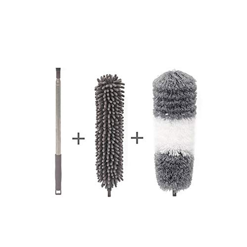 Vvciic Plumero Telescópico, Plumero con Poste de Extensión de 2,5 M, Plumero de Tela de Araña Extensible de Microfibra, Cubierta Resistente a Los Arañazos, Cabezal Flexible Desmontable, Lavable Cover