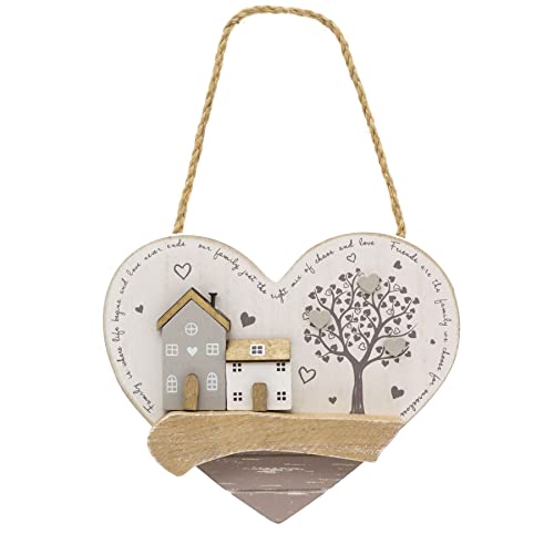 Targa da parete in legno shabby chic a forma di cuore con...