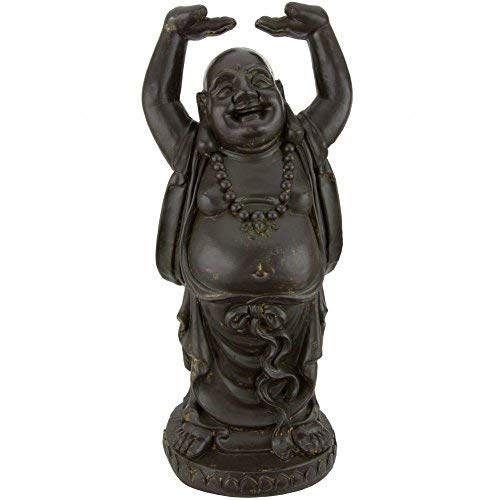 Oriental Furniture 3 Ft. Tall Standing Laughing Buddha Statue Gray #TOP9