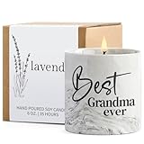 Mothers Day Gift for Grandma, Grandma Gifts from Grandkids Christmas Birthday Gift for Granny, 6 Oz Ceramic Lavender Grandmother Candle