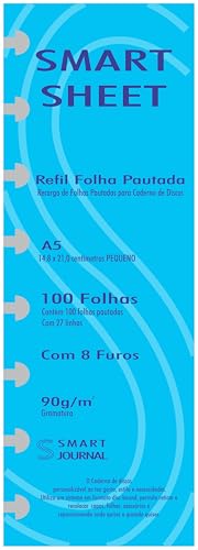 Refil Caderno de Discos 90g 100 Folhas Pautado Pequeno 8 Furos A5