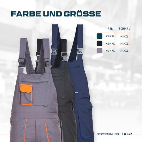 Portwest TX12 Herren Texo Kontrast Latzhose Arbeitslatzhose Schwarz, XXL